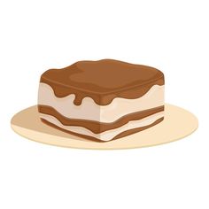 a piece of cake on a plate with chocolate icing and frosting over it