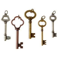 five different styles of keys on a white background