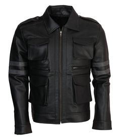 Resident Evil 6 Leon S Kennedy Jacket in high-quality faux leather. This black leather Leon jacket is inspired from Resident Evil 6 video game and is an accurate replica of RE6 jacket outfit. Especially made for Resident Evil game fans and cosplayer Resident Evil 6 Leon, Resident Evil 6, Celebrities Leather Jacket, Survival Horror, Motorcycle Vest, Womens Biker Jacket, Vegan Leather Jacket, Uk Clothing, Biker Leather