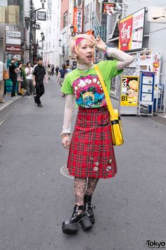 Colorful Harajuku, Graphic Tights, Mode Harajuku, Punk Outfit, Harajuku Girl, Boots Long, Punk Looks