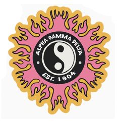 a pink and yellow sticker with the word aha - samma vita on it