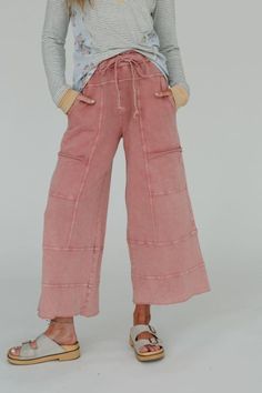 Lucky One Wide Leg Pant - Mauve | Three Bird Nest Fall Wide Leg Pants With Drawstring And Relaxed Fit, Cute And Comfortable Outfits, Relaxed Fit Bottoms With Drawstring For Fall, Pink Relaxed Fit Cozy Pants, Relaxed Fit Cozy Pink Pants, Cozy Relaxed Fit Pink Pants, Relaxed Bottoms With Drawstring For Fall, Spring Wide Leg Lounging Pants With Drawstring, Relaxed Drawstring Bottoms For Fall