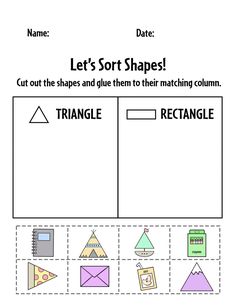 a printable worksheet for sorting shapes