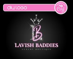 the logo for lavish baddies luxury boutique, which has been designed to look like a crown