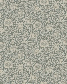 an image of a wallpaper pattern with flowers on the side and leaves in the middle