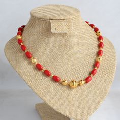 Crafted with coral-colored beads and gold-plated beads, this necklace boasts a handmade design, embodying a contemporary ethnic aesthetic. Vibrant and elegant, it radiates sophistication, seamlessly blending tradition and modern flair. Feel free to explore other options featuring coral and beads. As our exclusive design, we welcome customization requests--message us to make this piece uniquely yours. Length - 18 inch