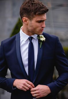 The Irish Suit Company Every Groom Needs on His Radar Dark Navy Blue Suit, Navy Blue Suit Men, Wedding Suits Men Blue, Suits Groom, Navy Tuxedos, Navy Blue Tuxedos