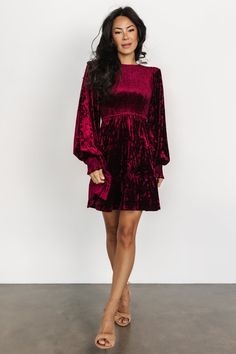 Kele Crushed Velvet Mini Dress | Deep Berry Short Maroon Dress, Purple Velvet Dress, Wine Red Dress, Burgundy Velvet Dress, Christmas Dress Women, Crushed Velvet Dress, Berry Color, Velvet Mini Dress, Velvet Clothes