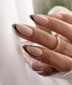 40 Trendy French Tip Nails For A Modern Twist Dark Green French Tip, Cute French Tip Nails, Dark Green French, October Nail Designs, Cute French Tip, Green French Tip, Dark Green Nails, Green French, French Tip Nail Designs