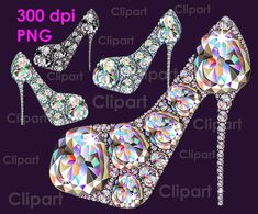 Shoes Clipart, Diamond High Heels, Party High Heels, Rhinestone Shoes, High Heels Shoes, Printable Artwork, Shoe Clips, Heels Shoes, Sparkle Diamonds