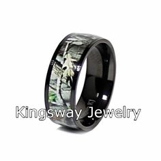 men's black ceramic ring with realtree camo inlay