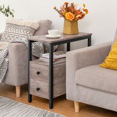 a living room with two couches and a coffee table