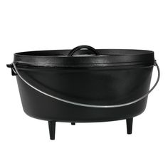 a large black bucket with handles and handle