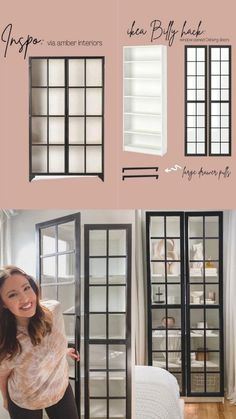 the instructions for how to build an easy diy bookcase from old windows and doors