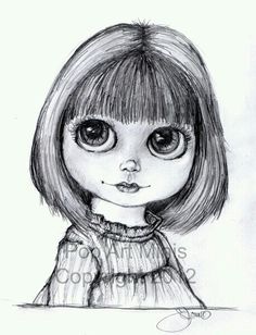 Big Eye Art, Big Eyes Doll, Cute Eyes Drawing, Grayscale Coloring, Chibi Drawings, Cute Eyes, Tick Tock