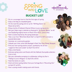 an advertisement for the spring into love bucket list