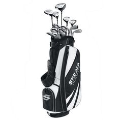 a golf bag with clubs in it