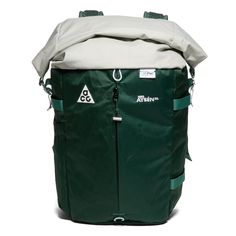 the back pack is green and white