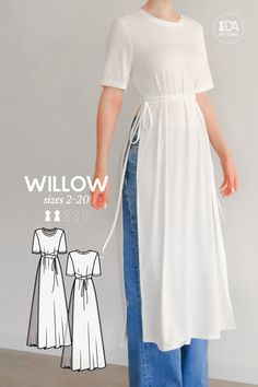 New! Willow T-Shirt Dress Pattern Shirt Dress Pattern, Diy Vetement, Clothes Sewing Patterns, Shirt Dress Style, Diy Blouse, Fashion Blouse Design, Fashion Blouse