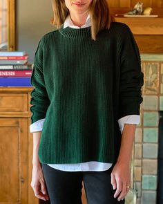 Frank & Eileen British Racing Green Montecito Sweater Crew neck Long sleeves Relaxed fit Pullover style 100% Italian Cotton Machine wash, Tumble dry Made in Portugal British Racing Green, Frank & Eileen, Racing Green, Bridal Salon, Pullover Styling, Crew Neck Sweater, Portugal, Relaxed Fit, Long Sleeves