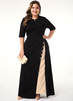 Maxi Casual Dress, Black Plus Size, Plus Size Cocktail Dresses, Dresses Plus Size, Plus Size Maxi, Sleeve Maxi Dress, Necklines For Dresses, Plus Size Maxi Dresses, Maxi Dresses Casual