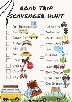 the road trip scavenger hunt is shown