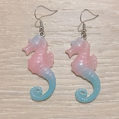 Cotton Candy Seahorse Drop Earrings These Drop Earrings Are Super Cute. Have Fun While Making A Fashion Statement. Earring Hooks Are Nickel Free. Design Seeds, Feather Chandelier, Crab Earrings, David Yurman Earrings, Jade Green Color, Gem Drop Earrings, Mom Earrings, Vintage Clip Earrings, Boho Feathers