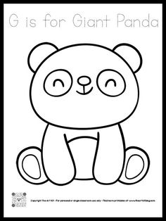 the letter g is for giant panda coloring page with an image of a teddy bear