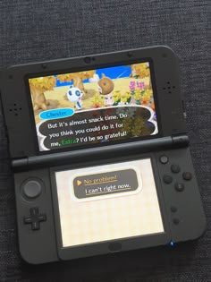 a black nintendo 3ds playing animal crossing new leaf. player is talking to chester in a flower field 3ds Aesthetic, Future Nostalgia, Midnight City, Animal Crossing 3ds, Tech Aesthetic, New 3ds, Things I Need To Buy, Retro Gadgets, 3ds Xl