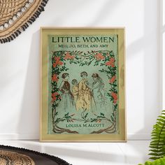 a little women book sitting on top of a table next to a potted plant