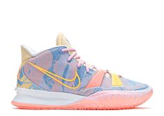 the nike kd trey basketball shoe in blue and yellow