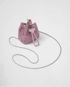 Alabaster Pink Embellished Satin Mini-pouch | PRADA Pink Prada Bag, Prada Mini Bag, Beautiful Marriage, Prada Mini, Handmade Fabric Bags, Prada Purses, Bags Prada, Luxury Bags Collection, Cute Wallets