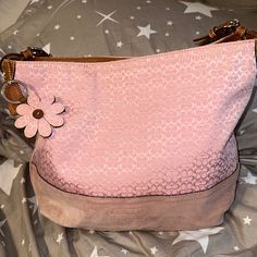 Coach Like New Pink Canvas And Suede Pink Bottom With Tan Leather Straps Comes With Cleaning Kit Also Brand New Condition Smoke Free Home Pink Leather Shoulder Bag With Leather Trim, Pink Coach Bag, Pink Bottom, Pink Canvas, Bags Coach, Coach Bag, Cleaning Kit, Fit Inspo, Fitness Inspo