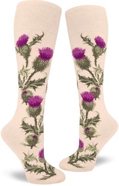 PRICES MAY VARY. Knee-high floral socks show the beauty of the thistle flower Roll-top Cuff for Superior Comfort Feels and looks great on calves up to 16 inches in circumference. Soft, stretchy, and long-lasting with reinforced heel and toe Designed at our headquarters in Bellingham, WA and made in Korea Branded logo knit into sole The Socks You've Been Missing!Scottish pride and beautiful design combine to make these bonny wee thistle socks for women! Knee-high floral socks show the beauty of t Describe Your Personality, Flower Socks, Floral Socks, Unique Socks, Thistle Flower, Bellingham Wa, Funky Socks, Logo Knit, Rosie The Riveter