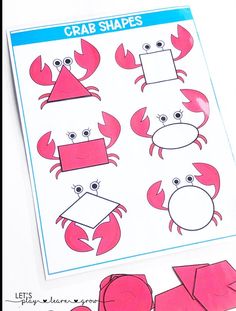 the crab shapes are cut out and placed on top of each other to make them look like they have been made from construction paper