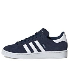 Navy Sporty Skate Shoes For Streetwear, Navy Campus 00s, Sporty Navy Sneakers For Skateboarding, Adidas Casual Navy Sneakers, Casual Blue Adidas Sneakers, Adidas Blue And White, White And Blue Adidas Shoes, Blue Campus, Adidas Blue Sneakers For Streetwear