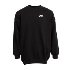 NIKE SPORTSWEAR CLUB FLEECE OVERSIZED SWEATSHIRTGet ready to cozy up in style with this supersized sweatshirt that's all about comfort—no restrictions here, just pure ease wherever you wander. Its exterior is as smooth as a dance move, while the inside is all snuggly softness, like a marshmallow hug. When you're in the mood for a dash of extra toasty vibes, this lightweight fleece has your back (and front). And let's not forget the cherry on top: that oh-so-classic embroidered Futura logo grinni Nike Crewnecks, Nike Clothing, Nike Sportswear Club Fleece, White Kicks, Cherry On Top, In The Mood, Dance Moves, Short Jacket, Nike Outfits