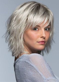 Gray Wigs For Women Over 50, Short Layer Haircuts For Women, Hair Styles Women Over 50, White Hair Styles, Hair Over 60 Aging Gracefully, White Hair Beauty, Shaggy Cut, Grey Hair With Bangs, Layered Thick Hair