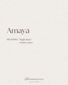 the cover of amaya meaning night rain arabic name