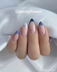 Blue And White Nails, Simple Gel Nails, Casual Nails, Her Nails, Almond Acrylic Nails, Soft Nails, Minimalist Nails, Dream Nails