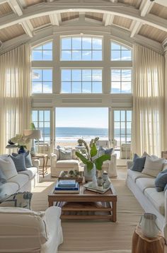 Seaside serenity captured in a newly designed coastal living room Magical Minecraft, Barnodium Homes, Rounded Table, Hamptons Interior, Cozy Porch, Interiors Bedroom, Shower Tiles