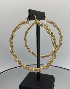 BOLD ! Ex-Large 75mm Hoops 14k Yellow Gold Filled  Twisted San Marco Look  BIG and Beautiful ! Bold Latino Hoops Big Gold Hoop Earrings, Bold Gold Jewelry, Large Gold Earrings, 14k Gold Hoop Earrings, Big Hoop Earrings, Gold Filled Hoops, Big Mouth, Large Hoop Earrings, San Marco