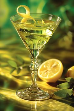 a glass filled with lemonade sitting on top of a table