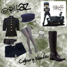 a collage of clothing and accessories including boots