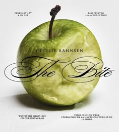 an apple with writing on it is shown in this advertisement for the film, the bite