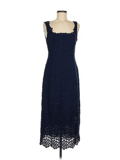 Whistles London Cocktail Dress Size: 8 Blue Dresses - used. 71% COTTON, 29% NYLON, Party, Square, Midi/Calf Length, Sleeveless | Whistles London Cocktail Dress - Party: Blue Dresses - Used - Size 8 Party Lace Dress With Square Neck, Lace Party Dress With Square Neck, Square Neck Lace Party Dress, Lace Square Neck Party Dress, Chic Lace Dress With Square Neck For Parties, Chic Square Neck Lace Dress For Party, Summer Party Lace Dress With Square Neck, Formal Blue Square Neck Dress, Sleeveless Lace Dinner Dress