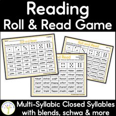 Reading games are an excellent way to review with students on vowel consonant e they are learning. Students who are working on their single and multiple syllables with the vce sounds will need practice.  Working on their sounds  can be challenging for kids, but through games, it makes it fun!  Games are nice, relaxed way to see if they truly understand the concept.  I will even have the students read the word and take data on their phonemic awareness skills for reading or IEP goal data.  My students request these to play these games at least once per week!This resource has 73 pages Color & Black and white 2 versions: worksheet & Game Real and nonsense words included: Skills: MultiSyllabic, Closed syllables with blends, -ct, -ed, and -ingFor this game, you will need: Game pieces You Roll And Read, Vowel Consonant, Closed Syllables, Syllable Types, Reading Boards, Prefixes And Suffixes, Vowel Team, Nonsense Words, Letter Identification