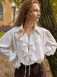 Cotton Pirate Poet Prince Renaissance Blouse Victorian Ruffle - Etsy Ruffle Shirt Outfit, Prince Shirt, Victorian Shirt, Ren Faire Outfits, Pirate Shirt, Prince Clothes, Shirt For Man, Poet Blouse, Fair Outfits