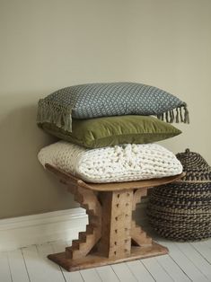 three pillows stacked on top of each other