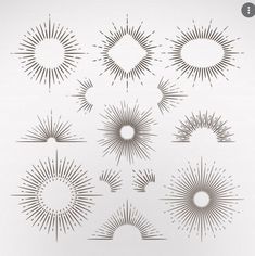 sunbursts are drawn in black and white on a light gray background with space for